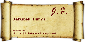 Jakubek Harri névjegykártya